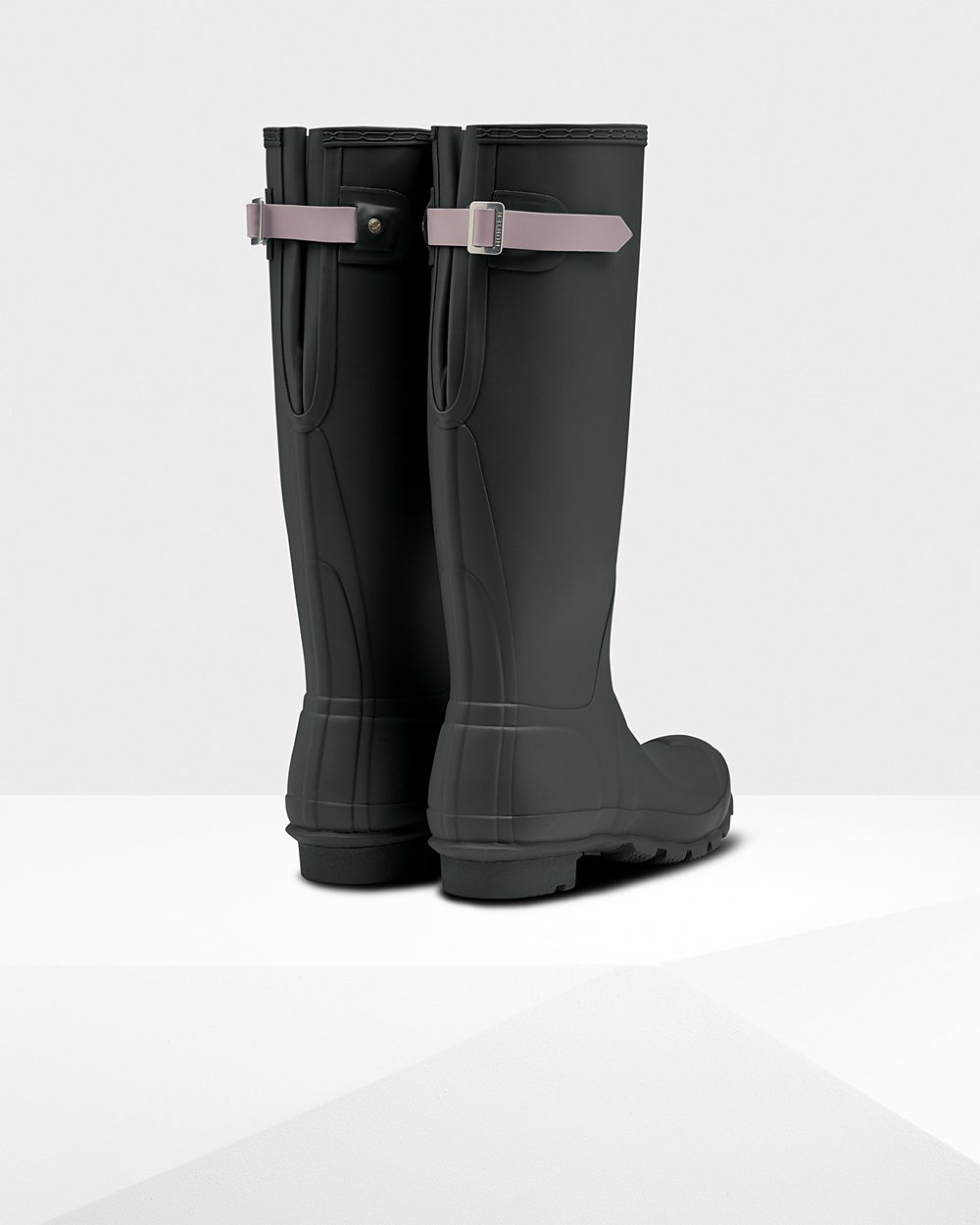 Hunter Mujer Original Back Adjustable - Botas de Lluvia Verde Oscuro/Moradas - 596-BTVHNP